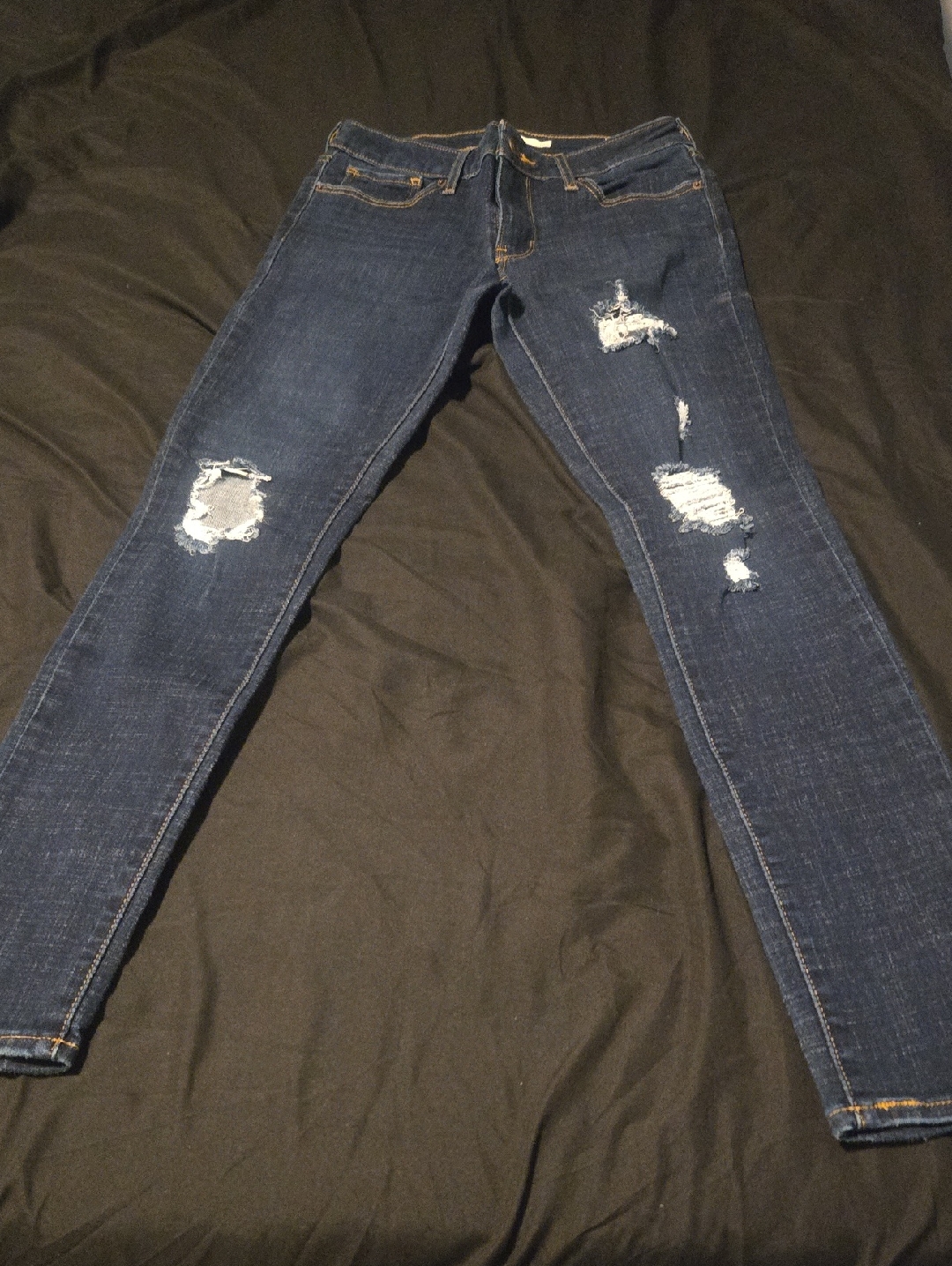 Levi's Dark Blue Ripped Skinny Jeans